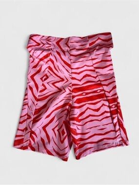 FRUITY BOOTY - Women's Pink & Red Zebra Print High-Waist Shorts
